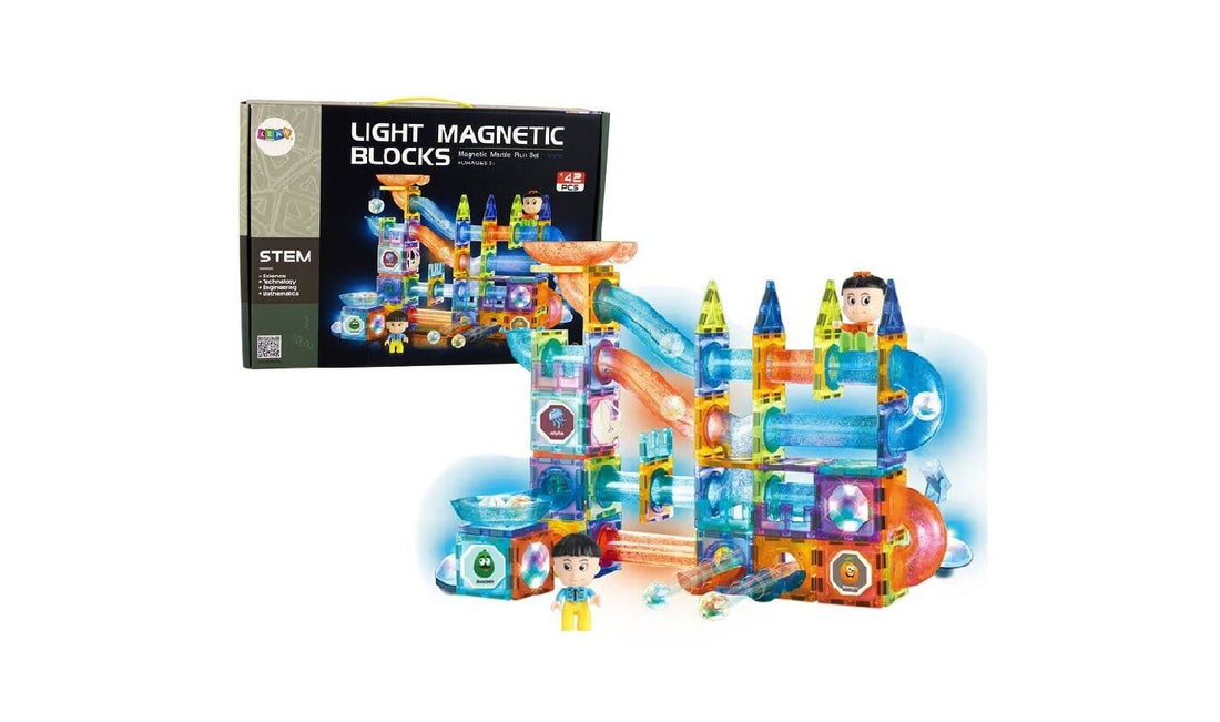 Light Magnetic Blocks – Magnetic Marble Run Set (142 PCS)