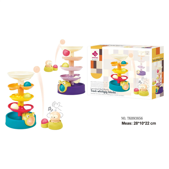 Launched ball blockstrack whirliging blocks