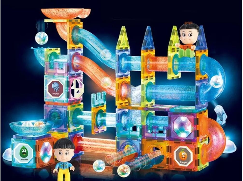 Light Magnetic Blocks – Magnetic Marble Run Set (142 PCS)