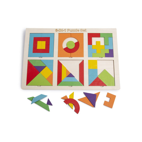 6-in-1 Wooden Geometric Puzzle Set