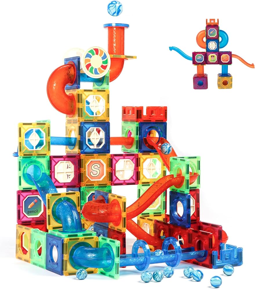 Magic Magnetic Blocks – Magnetic Marble Run Set (128 PCS)