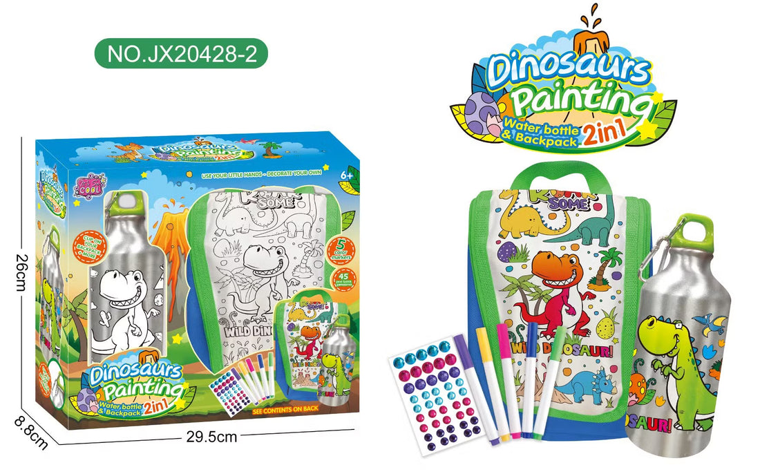 Dinosaurs Painting 2-in-1 – Water Bottle & Backpack Coloring Kit