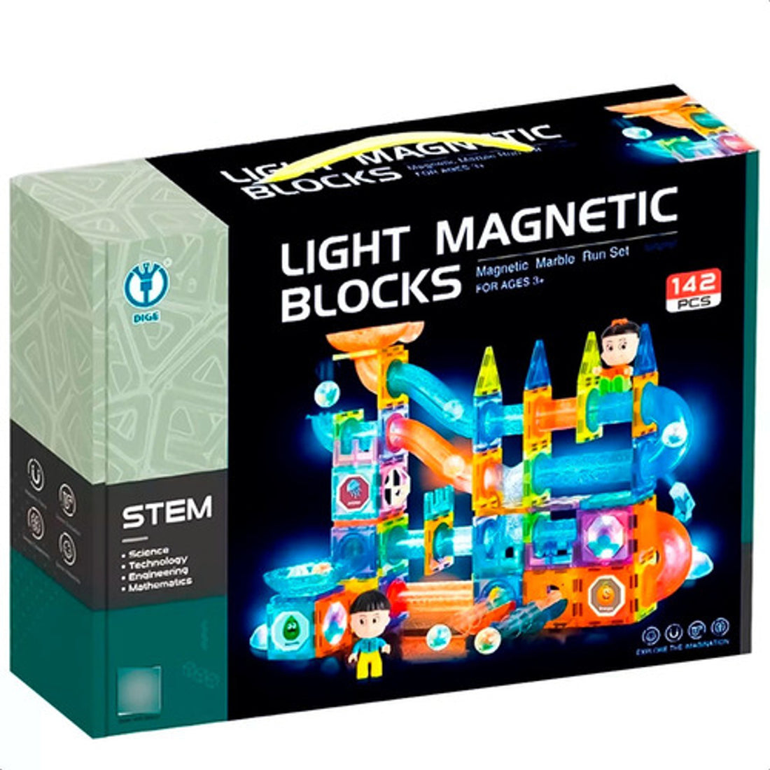 Light Magnetic Blocks – Magnetic Marble Run Set (142 PCS)