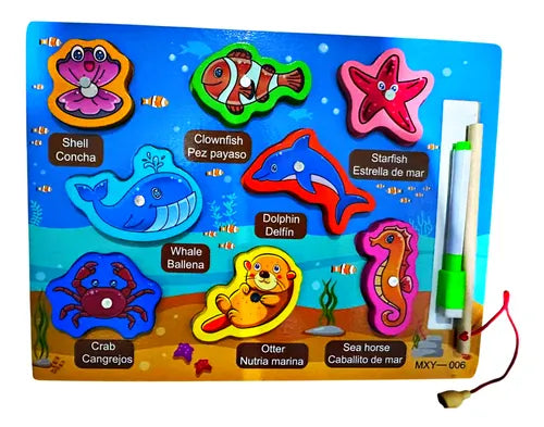 Wooden Magnetic Fishing Puzzle – Sea Animals  2Edition
