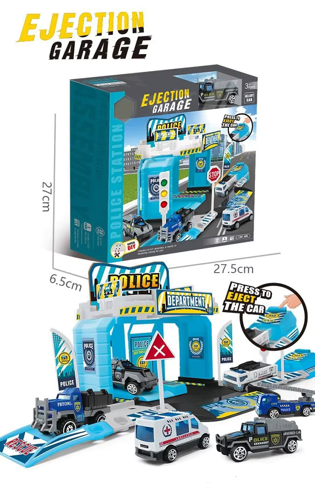 Police Ejection Garage – Alloy Car Playset