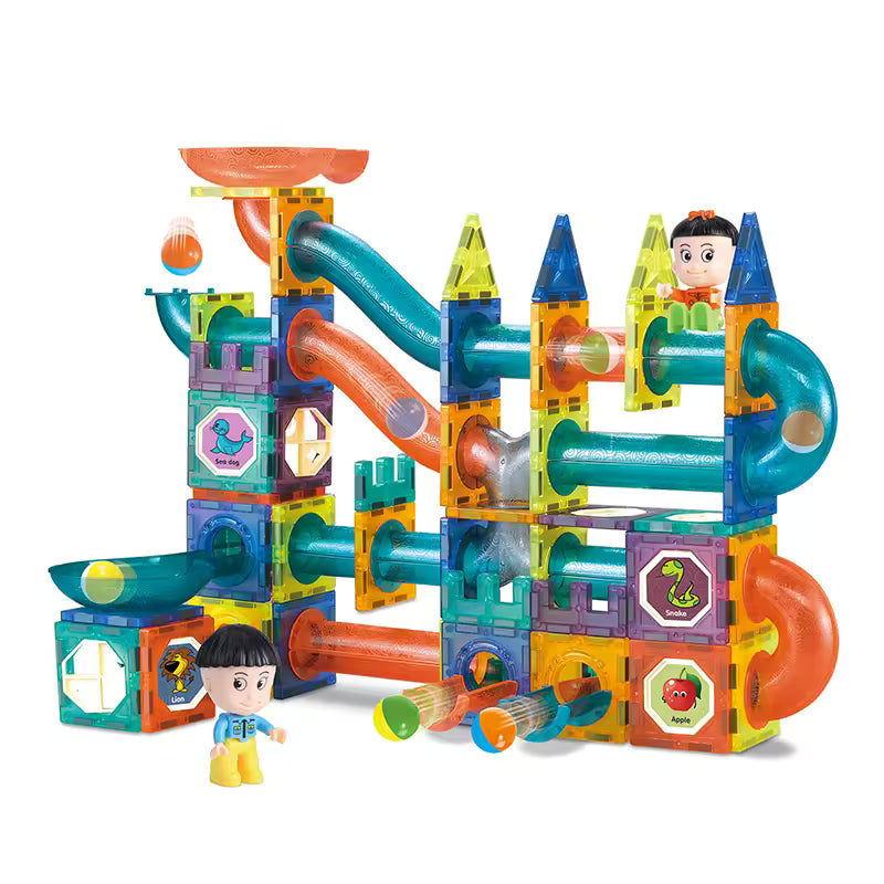 Magic Magnetic Blocks – Magnetic Marble Run Set (128 PCS)