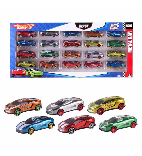 20-Piece Metal Racing Car Set – Road Series