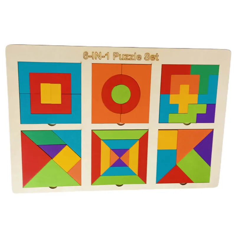 6-in-1 Wooden Geometric Puzzle Set